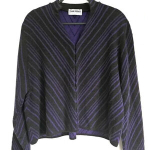 San Remo‎ Striped Cardigan Sweater Med